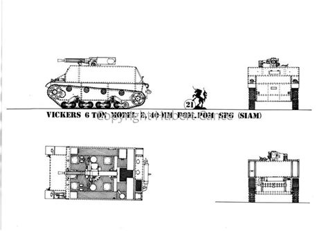 Drawing Vickers 6 Ton Tank Model E 40 Mm Pom Pom Spg Siam