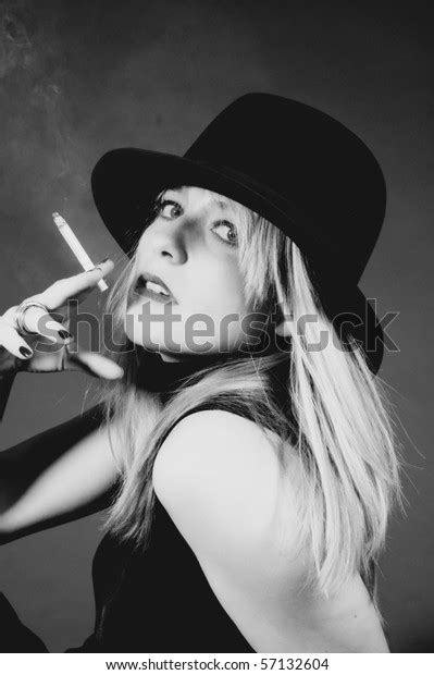 Sexy Blonde Woman Smoking Cigarette Fashion Stock Photo Shutterstock