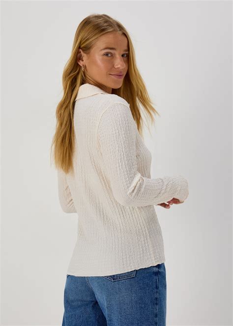 Ivory Textured Long Sleeve Shirt Matalan