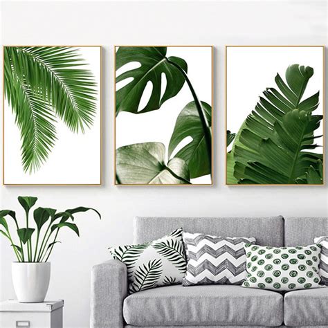 Quadro Decorativo Pe As Folhas Estilo Escandinavo Tropicais Verdes