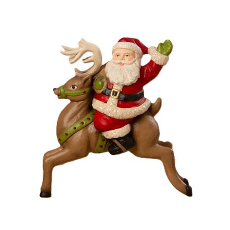 Retro Santa Riding Reindeer By Bethany Lowe