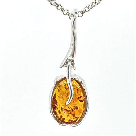 Amber Pendant Cognac In 925 Silver Baltic Ambers Masters