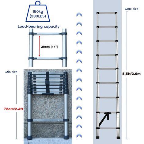 Dayplus Échelle télescopique 2 6 m Échelle pliante antidérapante En