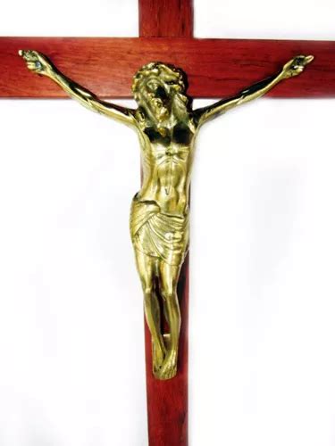 Crucifixo Parede Bronze Madeira Jesus Cristo Decoração 62 Cm R 545 em