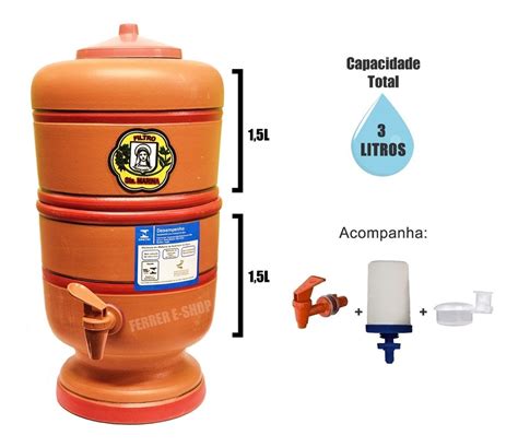 Filtro De Barro 3 Litros C 1 Vela Tripla Ação Esterelizante Frete grátis