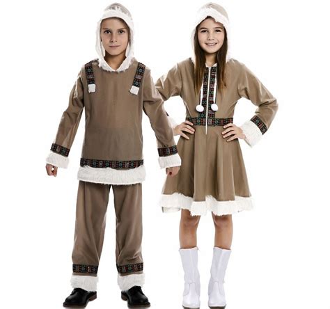 Eskimo Kostüm Inuit Greta für Kinder 3 12 Jahre Kleid Fasching Karneval