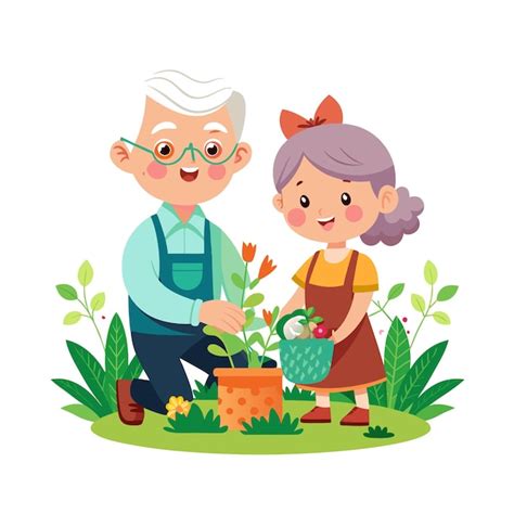 Abuelos Abuela Abuelo Vieja Pareja Viejo Hombre Vieja Mujer Ilustraci N