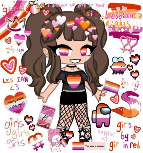Gacha Lesbian Edit In Lesbian Sticker Street Art Lesbian Flag
