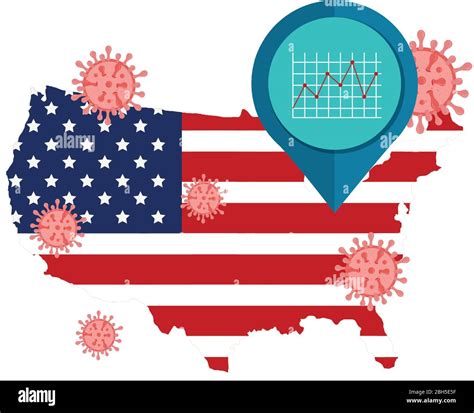 map of usa with infographic and particles covid 19 Stock Vector Image ...