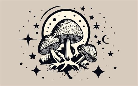 Premium Vector Mystical Mushrooms Isolated Clipart Magic Line