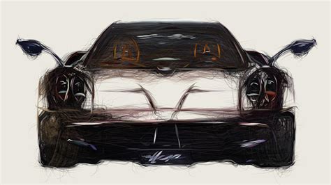 Pagani Huayra Car Drawing Digital Art By Carstoon Concept Fine Art