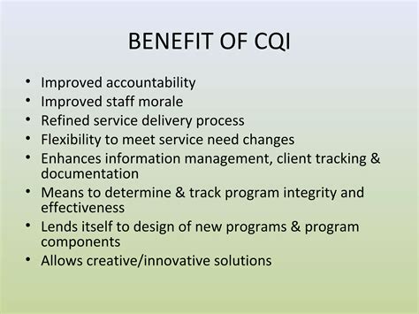 Continuous Quality Improvement Cqi Ppt