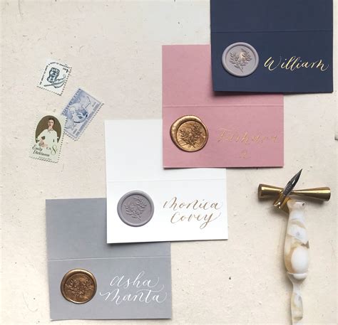 Wax Seal Place Cards Calligraphy Place Cards Tented Place Etsy