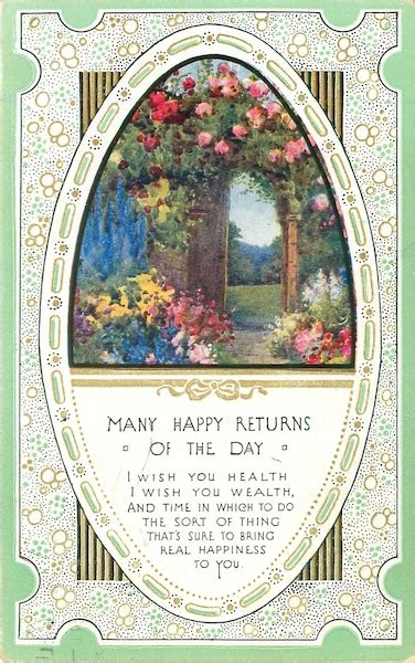 Many Happy Returns Of The Day Inset Garden Path Carte Postale