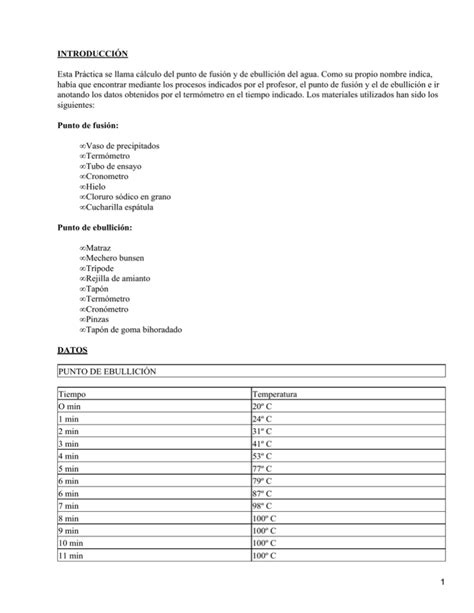 Cálculo del punto de fusión y de ebullición del agua