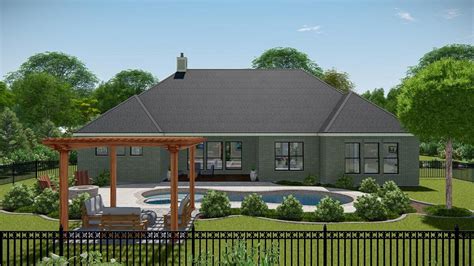 New American Ranch Home Plan With Home Office And Media Room Tf