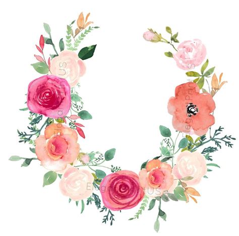 Blush Pink Floral Wreath Watercolor Open Wreath Blush Roses Etsy