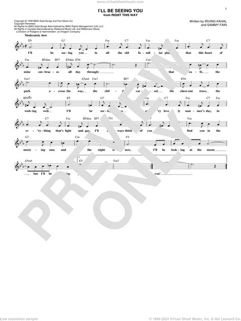 Ill Be Seeing You Sheet Music Fake Book Pdf Interactive