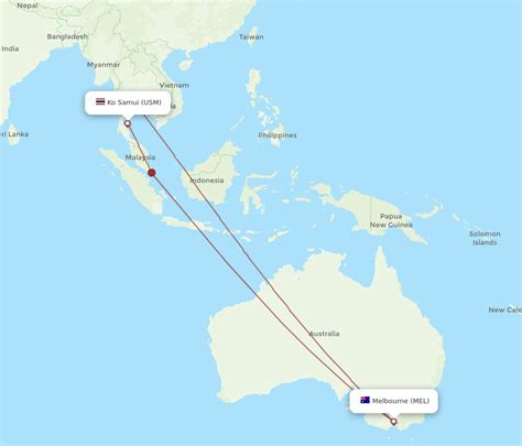 All Flight Routes From Melbourne To Koh Samui Mel To Usm Flight Routes