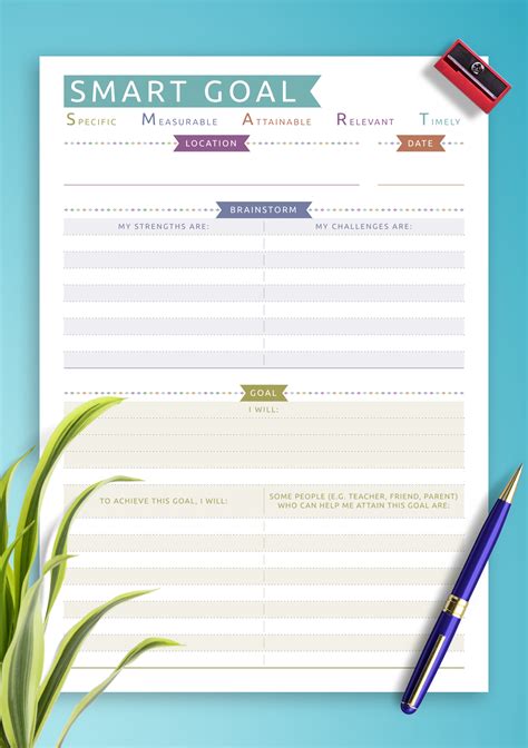 Printable Smart Goals Worksheet