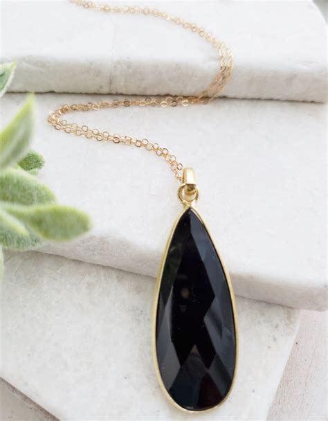 Wholesale Gold Teardrop Black Onyx Necklace By Sosie Designs Jewelry