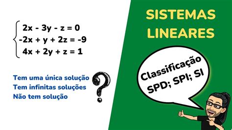 SISTEMAS LINEARES Classificação SPD SPI e SI YouTube