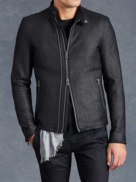 John Varvatos Cotton Moto Jacket In Black For Men Lyst