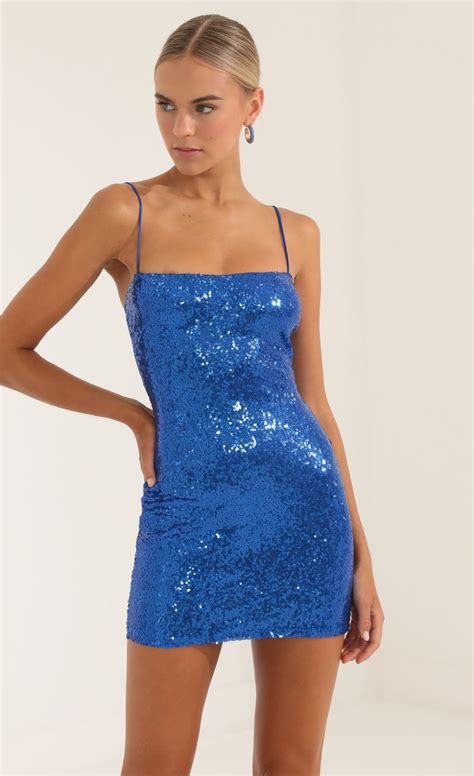 Talisa Sequin Open Back Bodycon Dress In Blue Lucy In The Sky