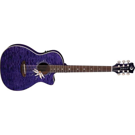 Elektroakustická Kytara Luna Guitars Flora Passion Flower Qm Trans