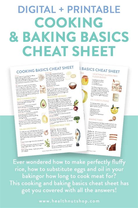 Cooking And Baking Basics Cheat Sheet