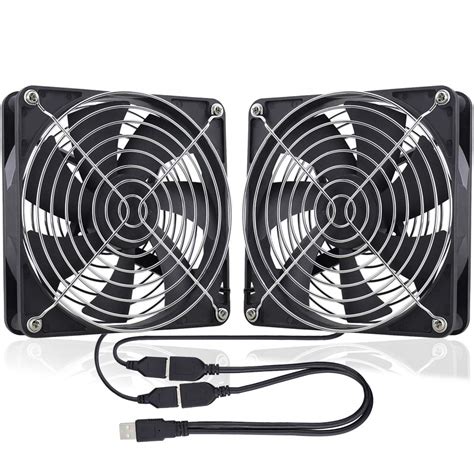 Dual Mm V Usb Powered Pc Router Fans With Speed Controller High