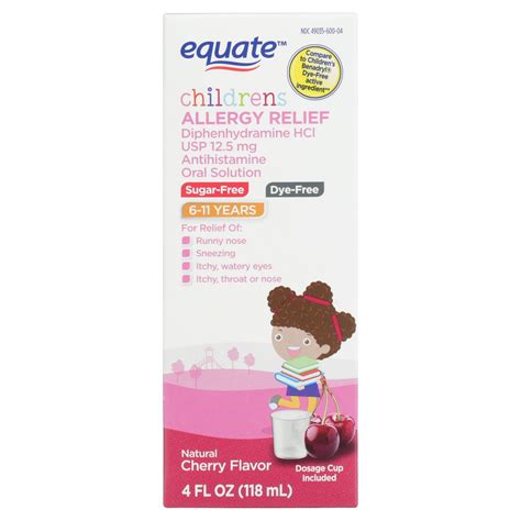 Equate Childrens Allergy Relief Oral Solution Cherry Flavor Liquid