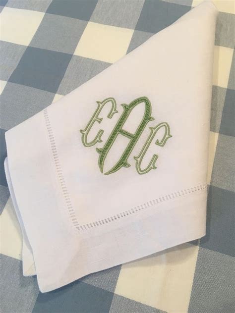 Monogrammed Linen Cotton Dinner Napkin Embroidered Table Etsy