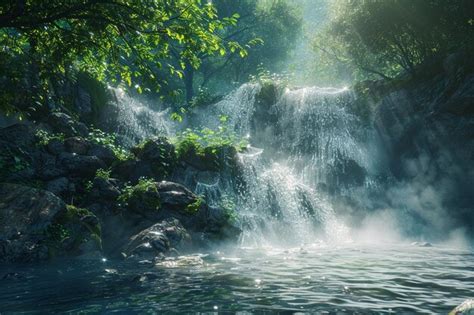 Premium Photo | A sparkling waterfall hidden in the forest