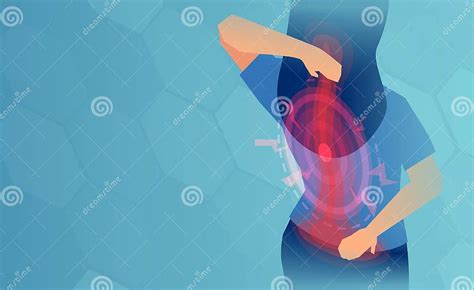 Vector Of A Woman With Back Pain Stock Vector Illustration Of Bone