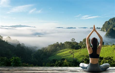 Wallpaper jungle, woman, clouds, fog, paradise, yoga images for desktop ...