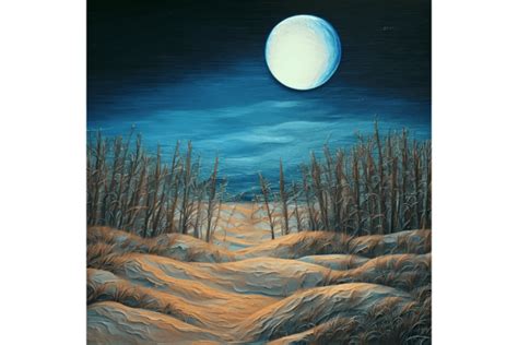 Moon Night Painting Background Graphic by cycynms · Creative Fabrica