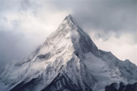 Premium Ai Image Majestic Snow Capped Mountain Peak In Alpine Landscape