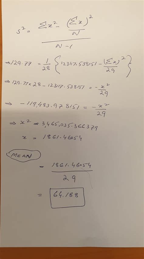 How To Calculate Sample Mean Given The Sample Variance Cross Validated