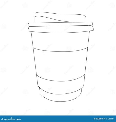 Coffee Paper Cup For Hot Coffee Black And White Stock Vector