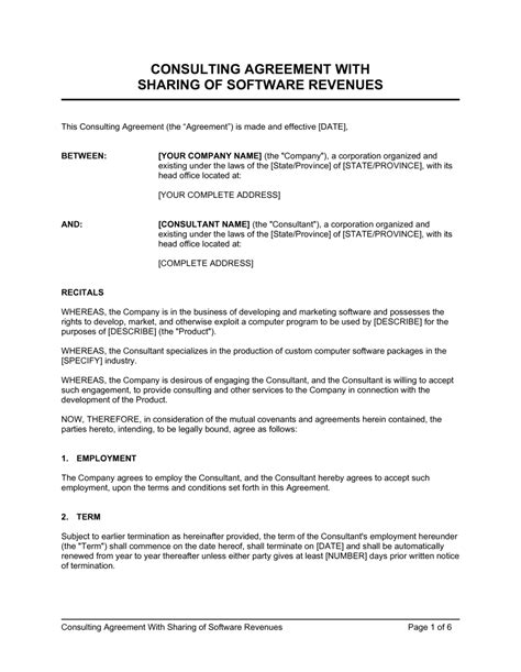 Short Consulting Agreement Template - Sfiveband.com