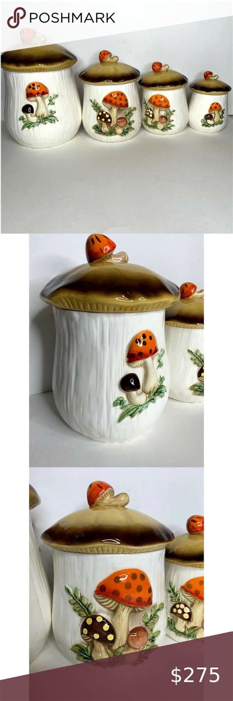 Vintage Sears Roebuck Merry Mushroom 4 Piece Canister Set Made In