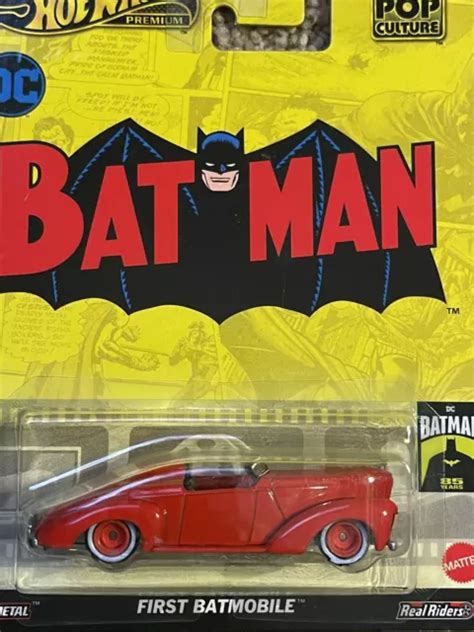 Hot Wheels Premium Pop Culture Batman First Batmobile W Real Riders Dc