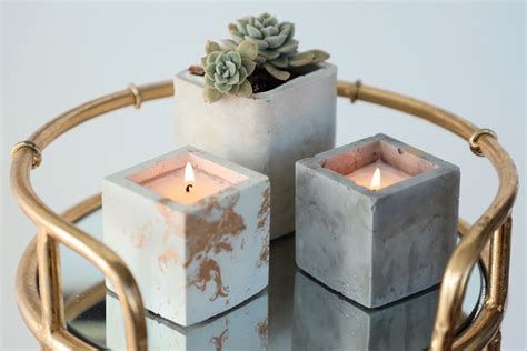 Golden White And Black Square Concrete Candles Concrete Candle Diy