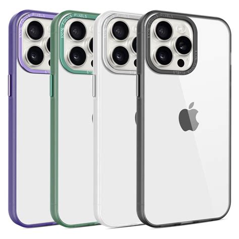 Funda Transparente Con Marco Metal Y Borde De Color Para Iphone Pro