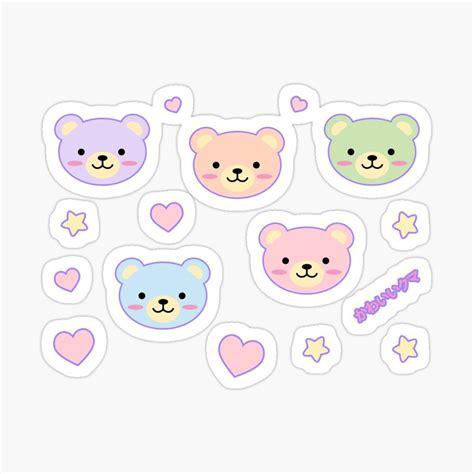 Pastel Bears Kawaii Cute Pastel Aesthetic Sprinkles Stars Sticker For