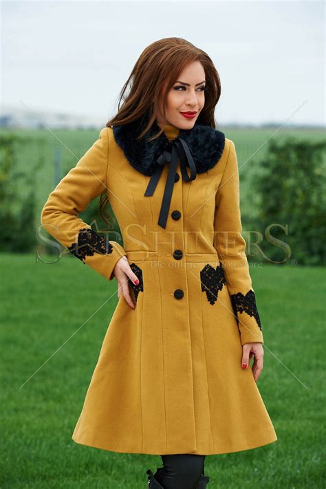 Palton Ladonna Best Impulse Gold Blana Ecologica Elegant Coats Coats For Women Coat