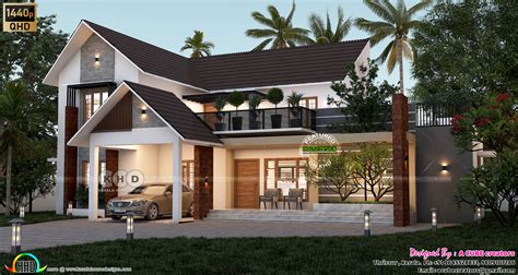 Sq Ft Bedroom Sloping Roof Home Kerala Home Design And Floor