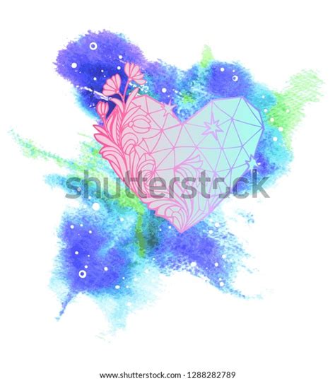 Handsketched Vector Ink Illustration Polygonal Pink Stock Vector