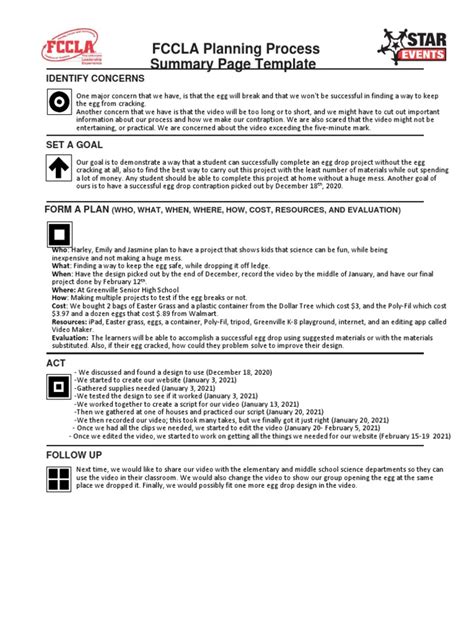 Fccla - Planning Process Summary Page Template 3 | PDF | Behavior Modification | Cognition